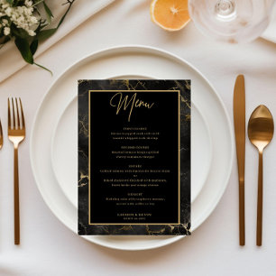 Black gold marble agate menu card