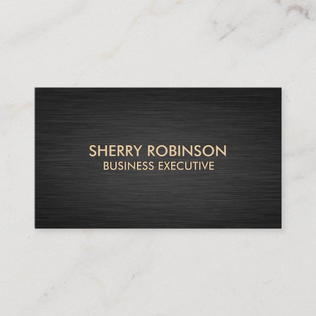 Black Gold Marble | Dark Metallic Brushed Business Card (Front)