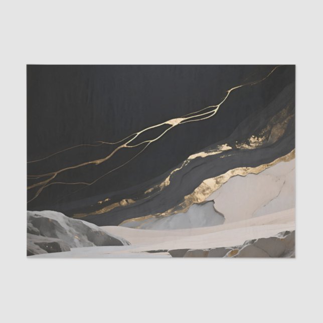Black Gold Marble Landscape Tissue Paper (Front)