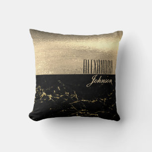 Black Gold Marble Luxury Name Cushion