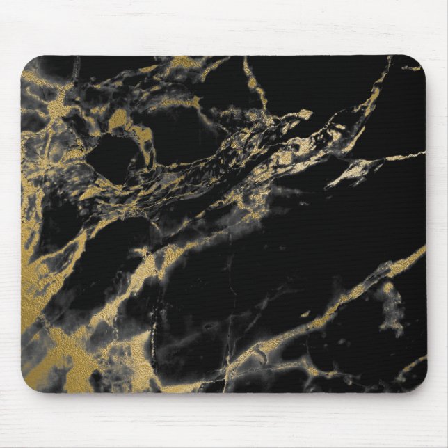 Black Gold Marble Mouse Pad (Front)