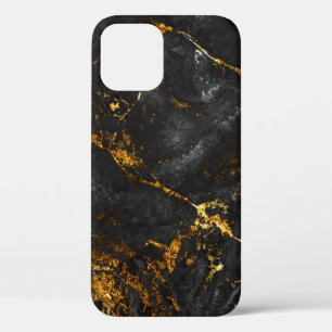 Black Gold Marble, Natural Pattern. iPhone 12 Case