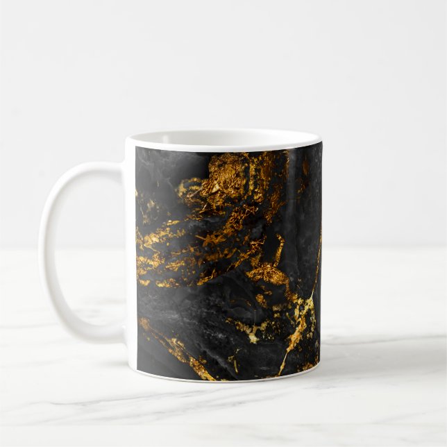 Black Gold Marble, Natural Pattern. Coffee Mug (Left)