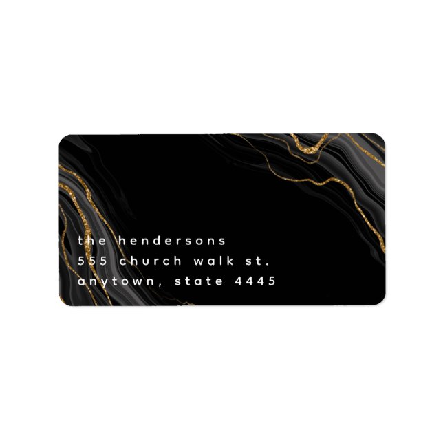 Black & gold marble pattern label (Front)