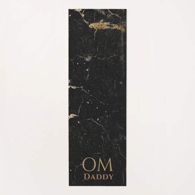 Black Gold Marble pattern OM Personalised Yoga Mat (Front)