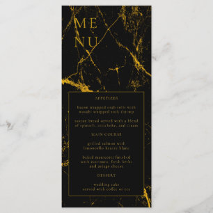 Black Gold Marble Texture Wedding Menu