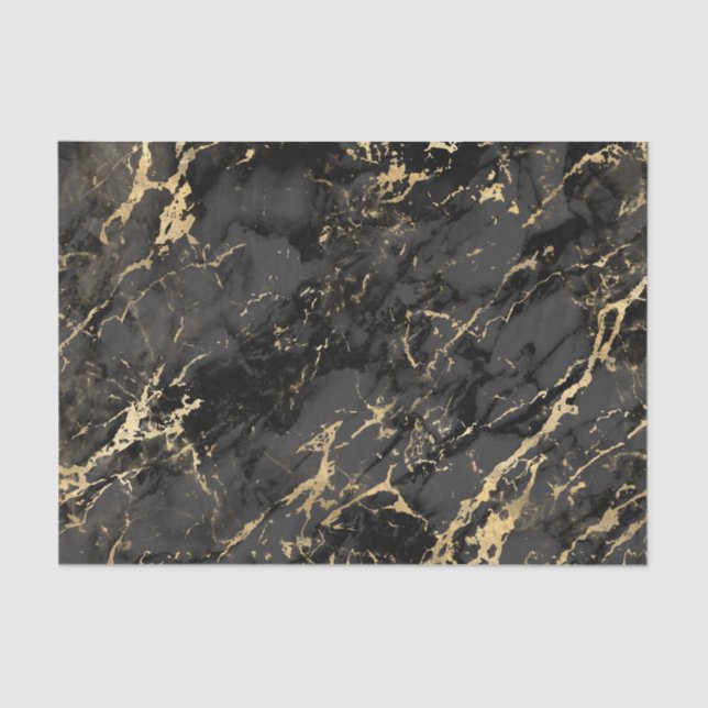 Black & Gold Marble Tissue Paper (Front)