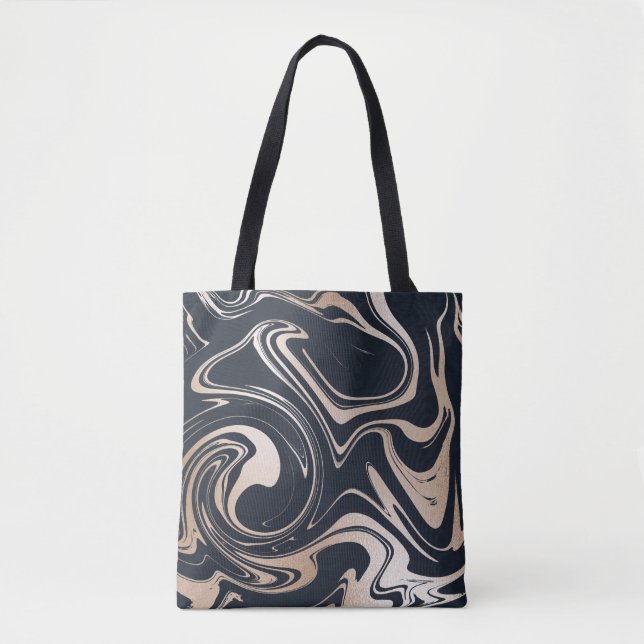 Black/Gold Marble Tote Bag (Front)
