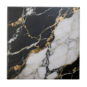 Black Gold Marble Veins Luxury Abstract Ceramic Tile