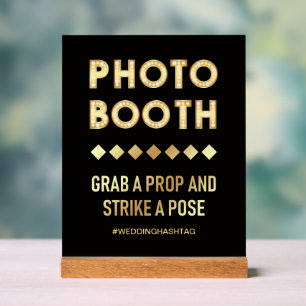 Black Gold Marquee Letters Wedding Photo Booth Acrylic Sign
