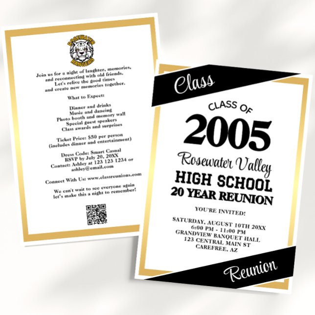 Black Gold Mascot Class Reunion Invitation (Creator Uploaded)