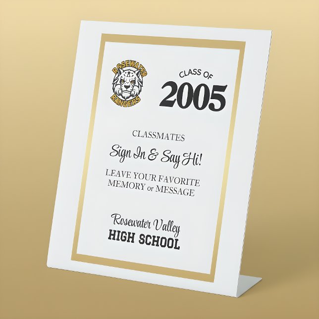 Black Gold Mascot Class Reunion Table Sign (Creator Uploaded)