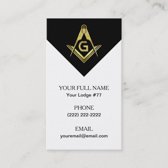 Black Gold Masonic Business Card Templates (Front)