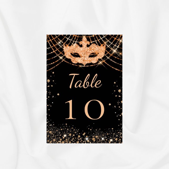 Black gold masquerade glitter table number (Creator Uploaded)