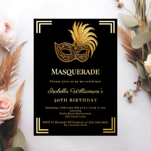 Black gold Masquerade luxury birthday party