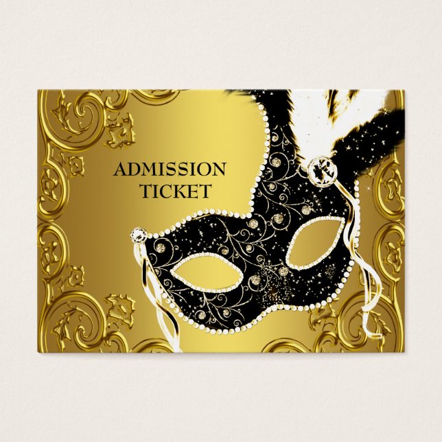 Black Gold Masquerade Party Admission Tickets (Front)