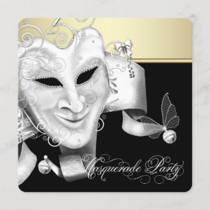 Black Gold Masquerade Party Invitation