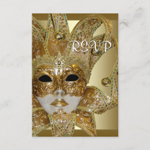 Black Gold Masquerade Party RSVP Card