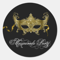 Black Gold Masquerade Party Stickers