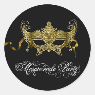 Black Gold Masquerade Party Stickers