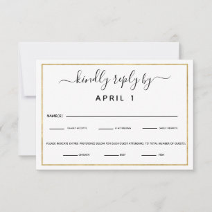 Black & Gold Meal Choice Reception Dinner RSVP Card