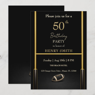 Black & Gold Men's Birthday Invitation