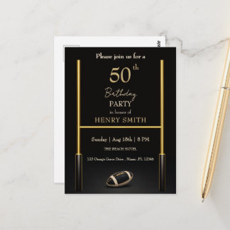 Black & Gold Men's Birthday Invitation Postcard