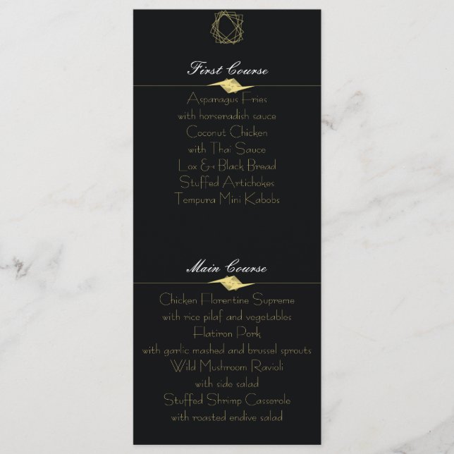Black & Gold Menu Card (Front)