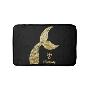 Black gold mermaid bath mat