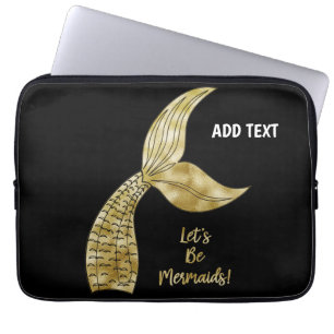 Black gold mermaid laptop sleeve