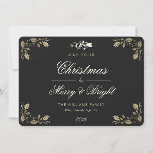 Black Gold Merry and Bright Holiday Card