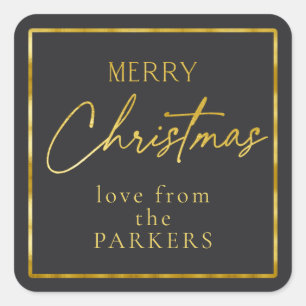 Black Gold Merry Christmas ID1009 Square Sticker