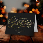 Black Gold Merry Christmas Script Minimalist  Holiday Card<br><div class="desc">Send out some holiday cheer with this minimalist folded holiday card featuring a trendy hand lettered gold  "Merry Christmas" script. Stylish and simple,  this design is perfect for spreading joy in a modern,  understated way.</div>