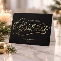 Black Gold Merry Christmas Script Minimalist