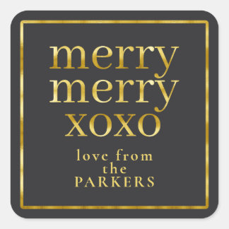 Black Gold Merry Merry XOXO ID1009 Square Sticker