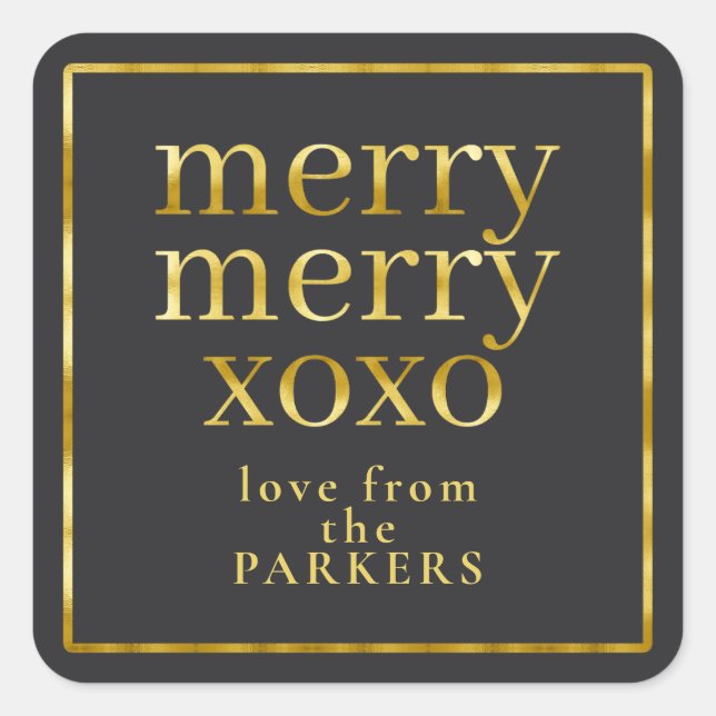 Black Gold Merry Merry XOXO ID1009 Square Sticker (Front)