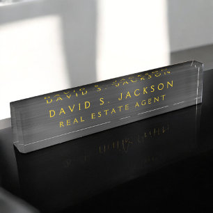 Black Gold Metallic Corporate Custom Professional Nameplate