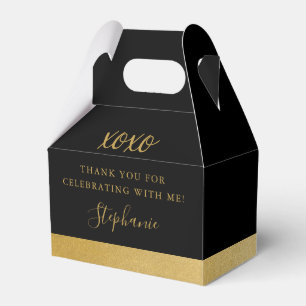 Black Gold Metallic Stripe XOXO Thank You Favour Box
