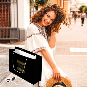 Black Gold Minimal Name Luxury Branding Beauty Large Gift Bag