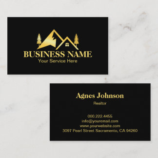 Black Gold Minimal Real Estate Agent House Business Card