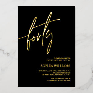 Black & Gold Minimalist 40th Birthday