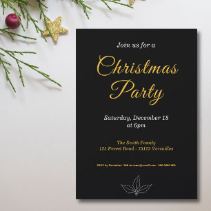 Black & Gold Minimalist Christmas Party Invitation