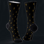 Black & Gold Minimalist Modern Initials Monogram Socks<br><div class="desc">A black and gold modern monogram initials pattern design that can be customized to your own initials. A luxury look design ideal for anyone and any occasion.</div>