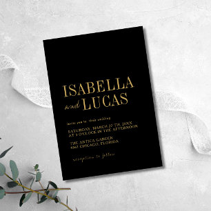 Black & Gold Minimalist Modern Wedding Invitation
