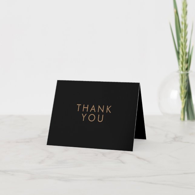 Black Gold Minimalist Personalised Thank You Card (Front)
