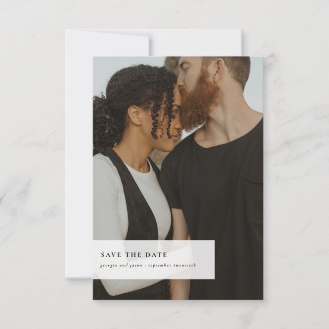 Black & Gold | Minimalist Photo Save The Date (Front)