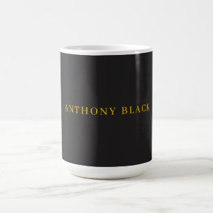 Black & Gold Minimalist Plain Elegant Own Name Coffee Mug