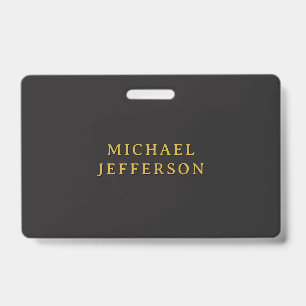 Black & Gold Minimalist Plain Modern Own Name ID Badge