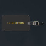 Black & Gold Minimalist Plain Modern Own Name Luggage Tag<br><div class="desc">Modern minimalist plain design</div>