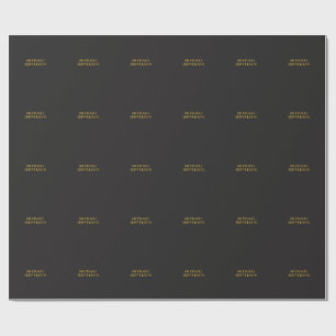 Black & Gold Minimalist Plain Modern Own Name Wrapping Paper